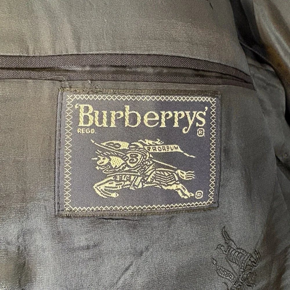 Burberrys Vtg Blazer Mens Sz 46L Navy 100% Wool‎ Super 110s USA Made Burberry